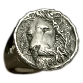 Пръстен с Лъв от сребро S925 за мъже, оригинален дизайн, скулптура на Риба-Лъв, индивидуалност, Уникални бижута, мъжки пръстен ръчна изработка