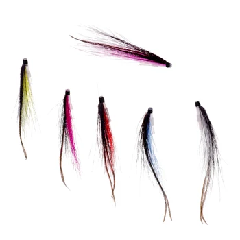 6шт изкуствени мухи от пера сьомга, 6 цвята, морска пъстърва, стръв за улов на риболов, летят, 25/50 мм за любителите на риболова