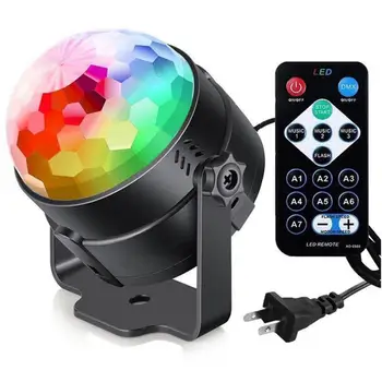 Лазерен музикален прожектор 7 цвята 3 Watt LED диско лампа С лампа DJ Звуков ефект, Светлинен ефект за украса на Коледното парти С лампа
