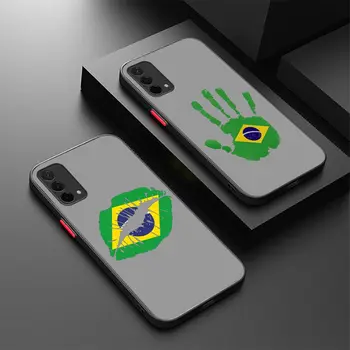 Бразилия Бразилски знамена емблема Матов калъф за OPPO A95 A94 A93 А92 A92S A78 A74 A73 A72 магистрала a57 A55 а a53 A54 A16 A17 A15 5G Калъф