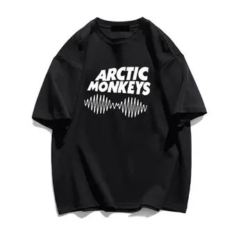 Тениска с творчески принтом Arctic Monkeys, дамски мъжки ежедневни тениска с мангой Y2k, бял памучен тениска с кръгло деколте, модни градинска облекло