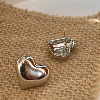 Модни Посребрени Метални обеци-карамфил под формата на сърце за жени, момичета, Сватбени украси, подаръци e2356