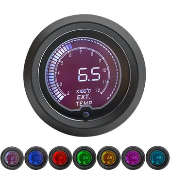 52 мм Сензор за температурата на отработените газове, EGT Сензор LCD цифров 7-цветен дисплей със сензор
