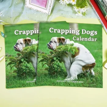 Креативен настолен календар 2024, Забавна окачване, Стенен календар със забавна куче, Работна бележка