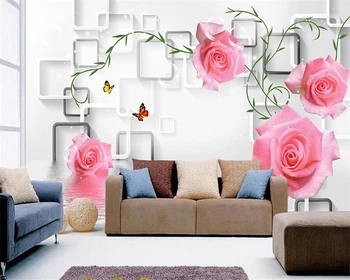 beibehang Потребителски тапети декорация на дома, хол, спалня стенопис рози цвете лоза 3D tv разтегателен фон на стените, 3D тапети