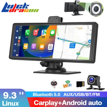 9,3-инчов Автоматично Радио Безжичен Carplay Android Auto Multimedia GPS Навигация един dashcam AHD Камера за Задно виждане, Bluetooth Таблото