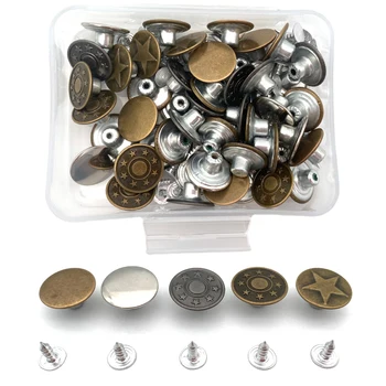 40/50/80 комплект бронзови метални копчета 17 мм, Дънкови Метални копчета с ретро-модел, Аксесоари за дрехи за шиене на дрехи и Аксесоари