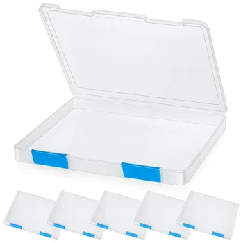 6 бр. Прозрачна кутия за файлове с формат А4, Пластмасова кутия за документи, калъф, контейнери за плочи, защита за списания, държач за файлове с катарама