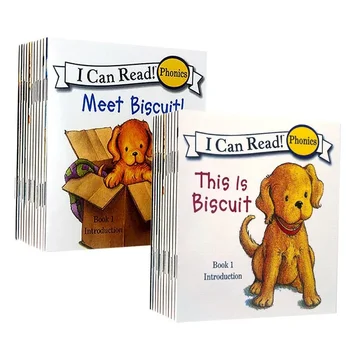 На 12 Книги/комплект от Серията Biscuit Dog Книжка с картинки за малки деца, на английски мультяшные книга, децата научават думи, обучение книга за четене.