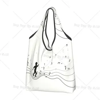 Чанта за пазаруване с музикален символ на женската чанта-тоут, преносими бележки музикант, чанти за пазаруване на продукти