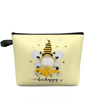 Пчелен джудже, жълта Мед маргаритка, голяма чанта с принтом, козметични чанти, козметични чанти за сватбени партита, органайзер за тоалетни принадлежности, пътни седалките