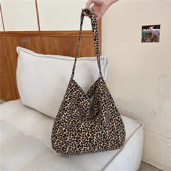 Модерна малка чанта-месинджър с леопардовым принтом, холщовая чанта на едно рамо за врата, диагонално чанта през рамо с голям капацитет