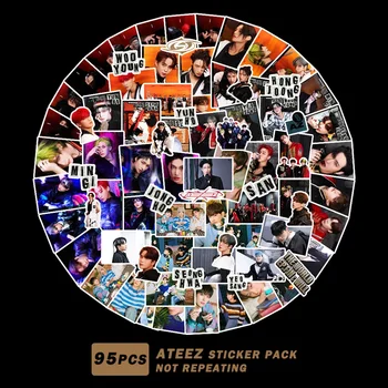 95шт стикери Kpop ATEEZ GOT7 за новия си албум THE WORLD ЕП.В комплект висококачествени HD етикети за снимка в стил бележник за феновете