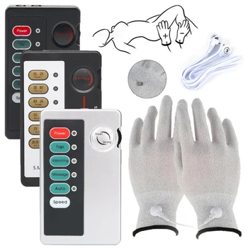 БДСМ Ръкавици с електрически ток, масаж от токопроводящих влакна, електро-на гърдите, клитора, Масаж, секс-играчки за флирт