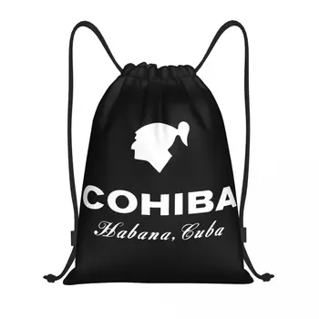 Обичай Кубински Cohibas Cigars Drawstring Bag Мъже, Жени Лека Спортна Раница За Съхранение Във Фитнеса