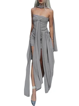 Елегантна Вышитое дантела Макси рокля с Открити рамене, ръкави-волани и Облегающим кроем - Стилна вечерна облекло