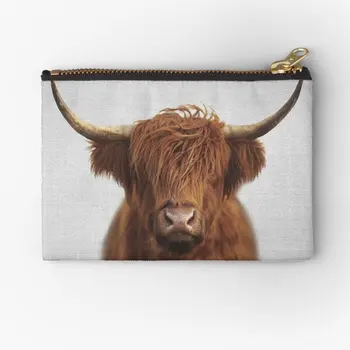 Хайлендская крава Цветни торбички с цип, опаковане, Дамски портфейл, Малка монета, мъжки бикини, за да ключове, Козметична чанта за бельо