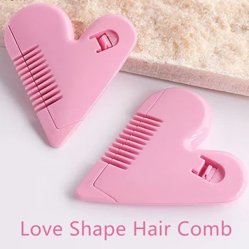 Розов мини машинка за подстригване за коса Във формата на любовен сърце, Гребен за подстригване на косата, епилация бикини, четки за пубиса с ножове, инструменти за изрязване