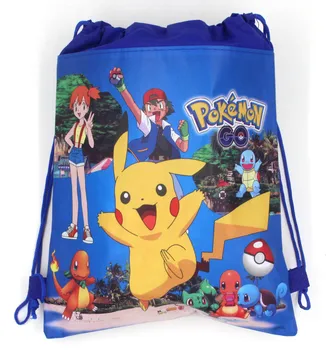Покемоны Пикачу, сладък практичен комплект, имат нетканая чанта от съвсем малък голям капацитет, училищна чанта, подарък за парти за деца