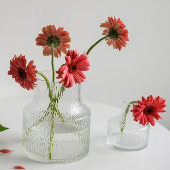 Ледена матирана стъклена ваза с тесен провлак декорация за всекидневната договореност