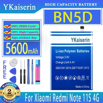 YKaiserin Батерия BN5D 5600mAh за Xiaomi Redmi Note 11S M4 Pro M4pro 4G Batteria