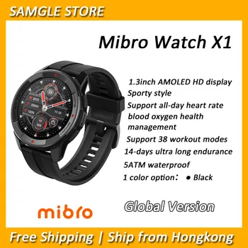 Mibro X1 Смарт часовници Мъжки AMOLED Екран 5ATM Водоустойчив Лесен за 60 дни, живот на батерията и Bluetooth 24/7 Наблюдение на здравето на OTA