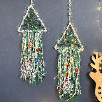 Подвесная телени мрежи за улов на коледната елха, Триъгълен Окачване с перезвоном вятър, Коледна украса, с Нов 2024 година, Весела Коледна украса