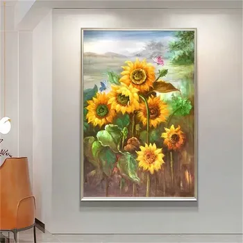 Класическата лента на Ван Гог Платно Боя Цвете Жълт Слънчоглед Стенни картини Масло-ръчно изработени Всекидневна Декор Покритие