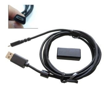 Черно сплетен USB кабел за зареждане, кабел мишката за безжични геймърски мишки Logitech G502 Lightspeed - USB адаптер-Micro