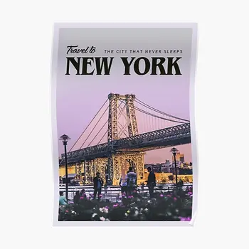 Ню Йорк плакат на Арт Художествена стая Модерен Ретро Стенен принт Стенопис Начало Декор Живопис Украса Е Без Рамка