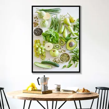 Скандинавски минимализъм HD Стенно изкуство, Зеленчуци, Плодове, Картини за дома Здравословно хранене Картини върху платно Отпечатани Модулни кухненски плакати