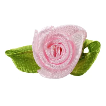 100шт Мини-сатен лента с цветен лист, апликации за сватбен декор, бродиран със собствените си ръце Основен цвят: розов