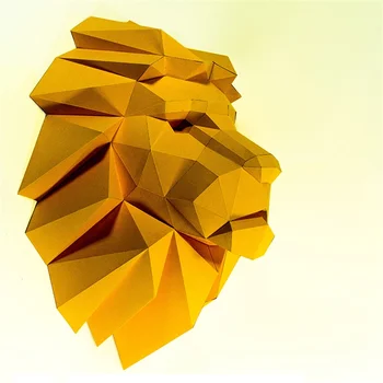 Стенни книжен модел на главата на лъв, скулптура и 3D САМ Papercraft, декорация на стените на хола Стереоскопической сцената, низкополигональные модели