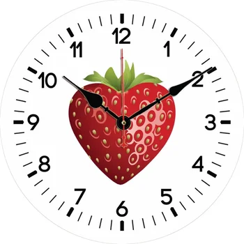 Стенен часовник във формата на ягоди с плодове във формата на сърце, Кръгла Безшумни Часовници, Стенни навеси, декорация за дома, спалня, всекидневна, офис обстановка