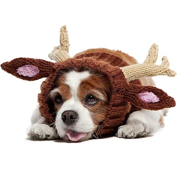 Подпори за фотосесия кученце Зимата на Топло костюм на елен, куче и котка, Качулка, без скоби, на качулка за домашни любимци, аксесоари за костюм Булдог на Хелоуин
