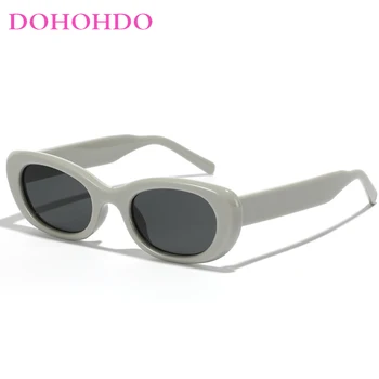 DOHOHDO Нови Модни Мъжки и Женски Ретро-овални слънчеви очила Модерен Маркови дизайнерски очила С нюанси Дамски слънчеви очила с изпъкнали очи, ярки цветове