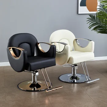 Професионално коса стол с лифта, луксозно индивидуално мъжки стол за фризьорски салон, злато, Безплатна доставка, мебели за интериора на Cadeiras
