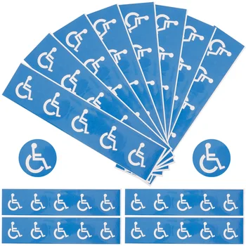 12 Листа Стикери за инвалидни колички Самозалепващи Етикети с символ на Инвалидни колички и Надписи, Стикери
