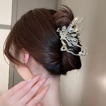 Инструмент за стайлинг на коса във формата на Пеперуда на цвете, кристал, рафтинг, Нокът за коса за момичета, Шнола за коса в Корейски стил, Дамски Шнола във формата на Акула, скоба за коса