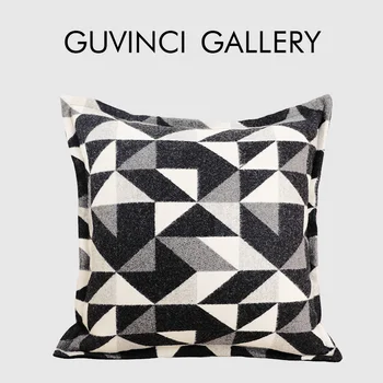 GUVINCI, черно-бели геометрични триъгълници, калъфки за възглавници, модерен и динамичен дизайн, Калъфка за дивана в хола, диван-канапе