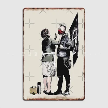 Мама с графити Banksy и Пънк С анархистским флага, Метални табели протест, Печат на плакати, Стикери, тенекеджия означения в кръчмата, гараж, плакати