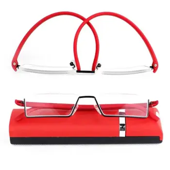 Метални очила за четене с правоъгълно корпус TR PC полукадровой рамки Силата точки: 1,0 ~ 4,0 x Очила за четене със защита от пренапрежение на очите, Ридеры