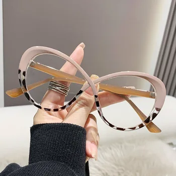 Леопардовые дизайнерски рамки за очила в стил мозайка за жени, оптични рамки голям размер, очила за защита на очите, Офис компютърни очила