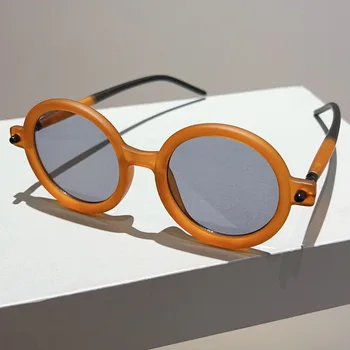 Модни реколта кръгли слънчеви очила За жени, За мъже, модни слънчеви очила в стил Пънк, луксозни Маркови дизайнерски очила, очила с големи рамки UV400