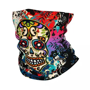 Мексиканския Ден на мъртвите, шарена Кърпа със Захарен Череп, Топло на врата, Дамски Мъжки Зимни Ски тръба, шал, Гамаши, маска за лице за Хелоуин