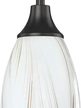 Мини-стъклена окачена лампа за Кухненски остров, овална тавана лампа с черно матово покритие, 1 опаковка от млечно стъкло