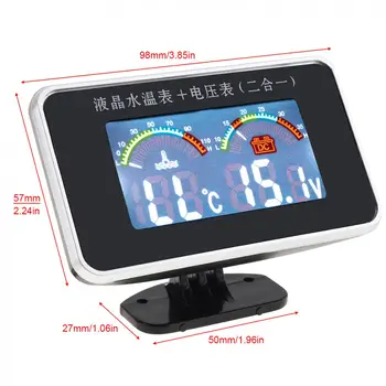 12 В Универсален автомобилен LCD цифров волтметър 2 В 1 + сензор за температурата на водата с датчик за лек / товарен автомобил