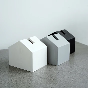 Дизайн на дома от дървена кутия за салфетки, плъзгащо се чекмедже за хартия, Декорация на дома, Поставка за салфетки, черен, бял, сив
