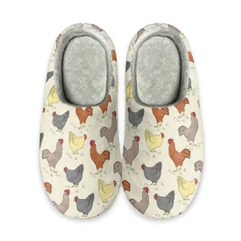 Дамски Домашни памучни чехли с ефект на паметта Beliodome Chicken Design, домашни слипоны, Лесна за Спане обувки за спални, водене жив топлина.