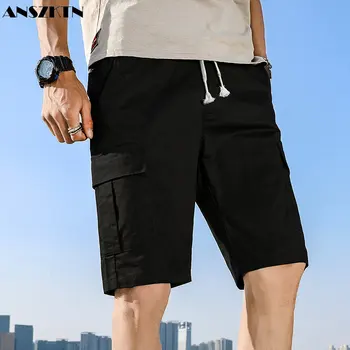 ANSZKTN 2023 летните модни маркови панталони-карго мъжки корейската версия на свободните пятиточечных панталони ins trend директни ежедневни 5-точка къса